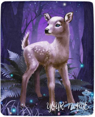 Baby Deer Cute Animal Personalized Fleece Blanket Ultra-Soft Micro Cozy for Couch Sofa or Bed - Thegiftio