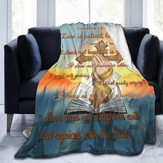 Bible Verse Blanket Corinthians 13:4-7 Prayers- Religious Christian The Bible About Love Gifts for Newborns, Couples, Women, Elderly and Patients - Thegiftio UK