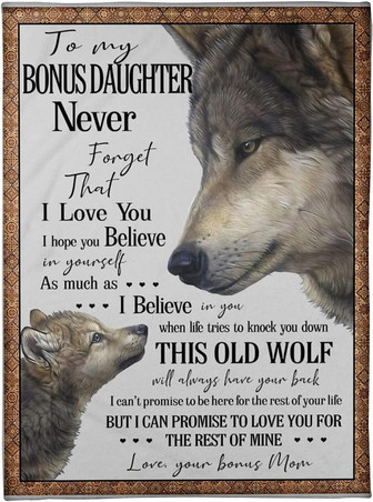 To My Bonus Daughter Blanket - This Old Wolf - Love, Your Bonus Mom Blanket Fleece Blanket - Thegiftio UK