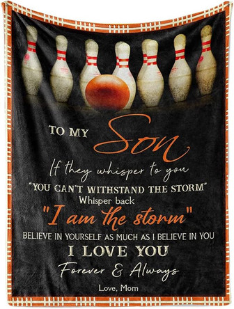 Bowling Sports to My Son Daughter Love MOM DAD Throw Fleece Blanket - Thegiftio UK