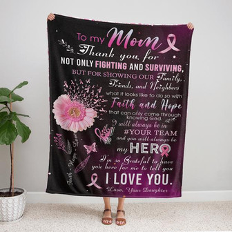 Breast Cancer Awareness To My Mom You Will Always Be My Hero Blanket Gift For Mom From Daughter Home Decor Bedding Couch - Thegiftio