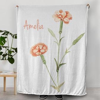 Carnation Flower Blanket, Home Decoration Ideas, Gifts for Mom, Gifts for Flower Lovers, Orange and White Blanket, Bedding for Guest Room - Thegiftio UK