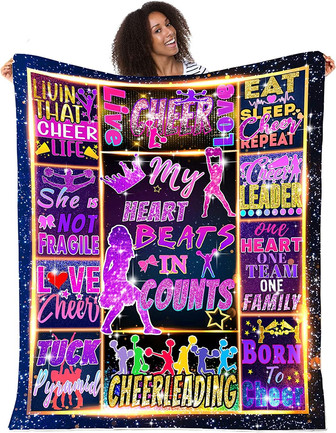 Cheerleader's Blanket Cheer Blanket Cheerleading Christmas Birthday Gift for Teens Kids - Thegiftio UK