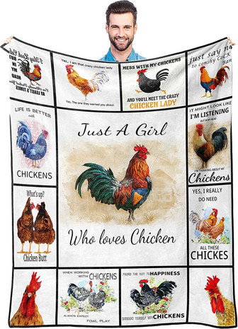 Chicken Blanket Just A Girl Who Loves Chickens Throw Blanket Soft Blankets for Women Men Farm Decor Bed Sofa - Thegiftio UK