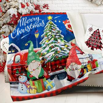 Christmas Blanket, Merry Christmas Tree Gnomes Throw Blanket, Red Buffalo Plaid Truck Holiday Winter Thick Crystal Velvet Blanket - Thegiftio UK