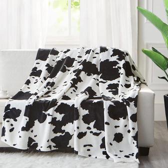 Cow Print Blanket Soft Cozy Fleece Flannel Cow Blanket for Couch Bed Lightweight Sofa Throws for Adults Black and White Cowhide Bedroom Decor - Thegiftio UK