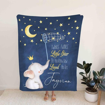 Custom Baby Blanket, Little Star Blanket, Elephant Blanket, Moon Blanket, Gift Blanket, Blanket For Baby - Thegiftio UK