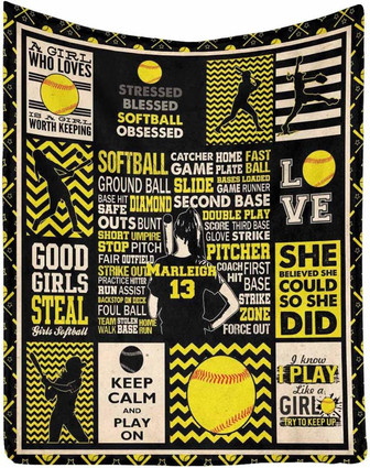 Custom Blanket to My Daughter or Granddaughter, Softball Sports Lover Blanket Throws - Thegiftio UK