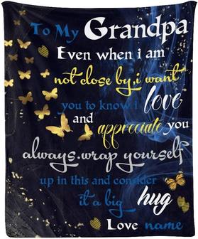 Custom Blanket with Name To My Grandpa Soft Fleece Throw Blanket Gifts For Birthday, Father Day - Thegiftio UK