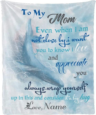 Custom Blanket with Name Text, Personalized Beautiful Whale to My Mom Super Soft Fleece Throw Blanket for Couch Sofa Bed - Thegiftio