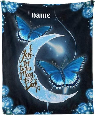 Custom Blanket with Name Text Personalized I Love You to The Moon and Back Soft Fleece Throw Blanket for Gifts - Thegiftio UK