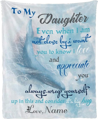 Custom Blanket with Name Text, Personalized Beautiful Whale to My Daughter Super Soft Fleece Throw Blanket for Couch Sofa Bed - Thegiftio