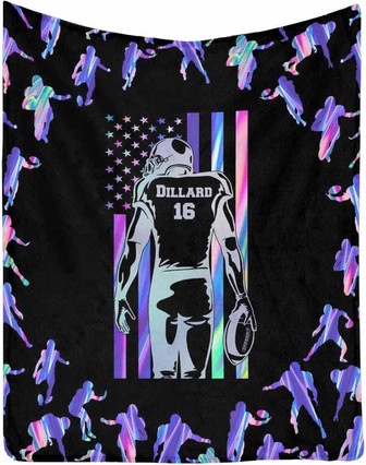 Custom Blanket to My Son or Grandson, Football Sports Lover with Flag Couch Blanket - Thegiftio UK