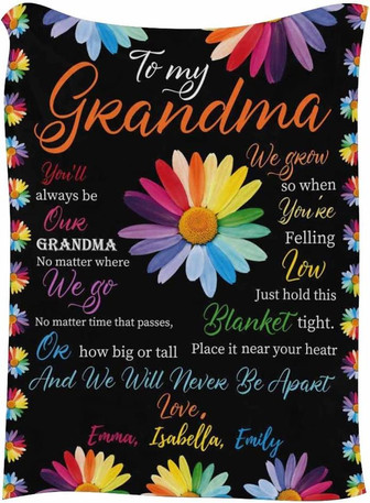 Custom Colorful Sunflower Blanket To My Grandma Personalized Name Throw Blanket from Granddaughter Grandson - Thegiftio UK