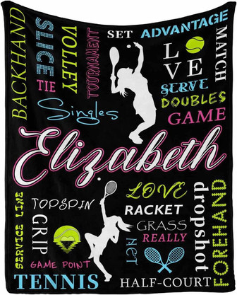 Custom Tennis Player Gifts for Women Sports Themed (Girl) Sports Throw Blanket for Adults, Teens, Children & Kids - Thegiftio