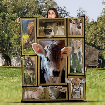 Cute Cow 3D Fleece Blanket, Farm Life Cow Lovers Jersey Cow Blanket, Gift for Farmers, Home & Living - Thegiftio