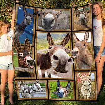 Cute Donkey 3D Fleece Blanket, Farm Life Donkey Lovers Jersey Cow Blanket, Gift for Farmers, Birthday Gift, Farmhouse Decor - Thegiftio UK