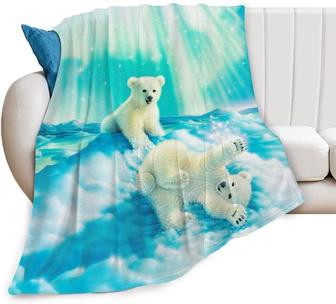 Cute Polar Bear Throw Blanket Super Soft Warm Fluffy Fleece Lightweight Flannel Lovely Wild Animal Blanket Gift for Kids Boys Girls Teens Adults - Thegiftio UK