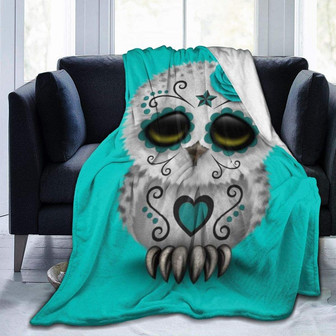 Cute Teal Owl Fleece Blanket Throw Blanket Super Soft Cozy Bed Warm Blanket for Living Room, Bedroom All Season - Thegiftio UK
