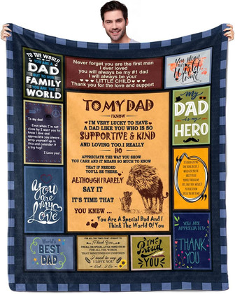 Dad Blanket, Gifts for Dad from Daughter Son, Dad Birthday Gifts Idea Super Cozy Flannel Throw Blanket - Thegiftio UK