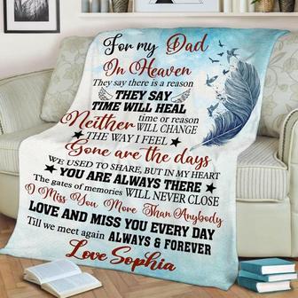For My Dad In Heaven Customized Blanket, Always And Forever Personalized Blanket For Dad In Heaven Father's Day Gift For Dad Memorial Blanket - Thegiftio UK