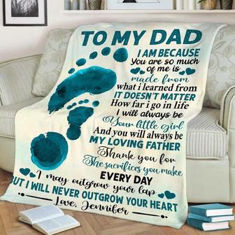 To My Dad Thank You For The Sacrifices, Customized Blanket For Dad, Father's Day Gift For Dad From Kids, Fleece Blanket And Throws For Dad - Thegiftio UK