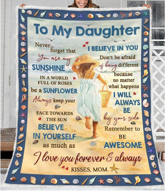 To My Daughter, I Love You Forever & Always, Mom & Daughter Love Beach Fleece Blanket For Family Home Decor - Thegiftio UK