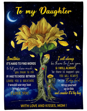 To My Daughter, I Will Always Be There To Love You, Sunflower Fleece Blanket Gift For Daughter For Family Home Decor - Thegiftio UK