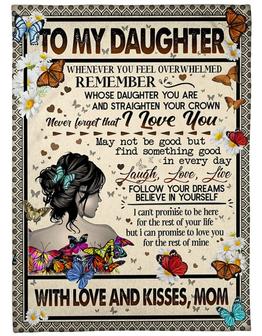 To My Daughter, Follow Your Dreams Believe In Yourself. Butterflies Fleece Blanket Gift For Daughter For Family - Thegiftio UK