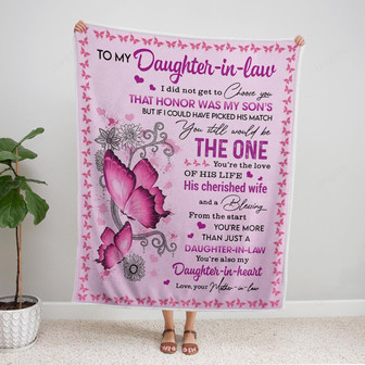 To My Daughter-In-Law From Mom Butterfly You're The Love Of His Life Fleece Blanket Birthday Gift Home Decor - Thegiftio UK