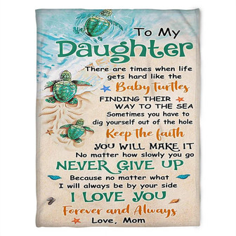 To My Daughter, Baby Turtles, Soft Blanket, Fleece Blanket.Gift For Daughter Family Birthday Gift Home Decor - Thegiftio UK