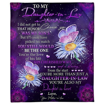 To My Daughter-In-Law - You're Also My Daughter-in-Heart Butterfly Purple Blanket Gift From Mother-in-law Birthday Gift - Thegiftio UK
