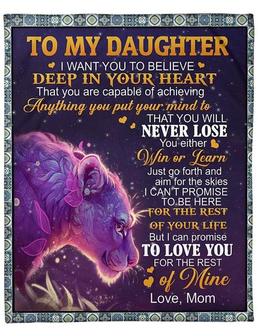 To My Daughter You Either Win Or Learn Fleece Blanket Gift For Family,Birthday,Daughter,Son,Lion Lovers Gift Home Decor - Thegiftio UK