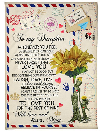 To My Daughter. Never Forget That I Love You. Sunflower Fleece Blanket Gift For Daughter For Family Home Decor - Thegiftio UK