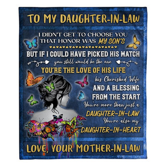 To My Daughter-In-Law Butterfly Mother-In-Law Fleece Blanket Family Gift Home Decor Bedding Couch Sofa Soft - Thegiftio UK
