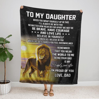 To My Daughter You Mean The World To Me Fleece Blanket Gift For Family, Birthday, Daughter, Dad To Daughter Gift - Thegiftio UK