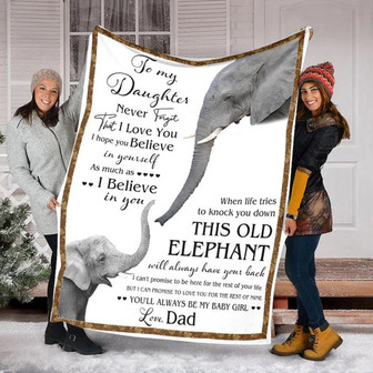 To My Daughter This Old Elephant Fleece Blanket,Elephant Blanket Gift For Daughter Family Home Decor Bedding Couch - Thegiftio UK