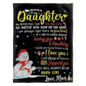 To My Daughter, Snowman Christmas, Fleece Blanket. Gift For Family, Birthday, Christmas Daughter - Thegiftio