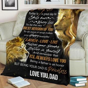 To My Daughter Smile More Worry Less Fleece Blanket Gift For Family,Birthday,Daddy,Daughter,Son,Lion Lovers Gift - Thegiftio UK