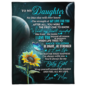 To My Daughter Sunflower Butterfly Fleece Blanket Family Gift Home Decor Bedding Couch Sofa Soft And Comfy Cozy - Thegiftio UK