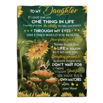 To My Daughter Sunflower Fairy Mom Fleece Blanket Family Gift Home Decor Bedding Couch Sofa Soft And Comfy Cozy - Thegiftio UK