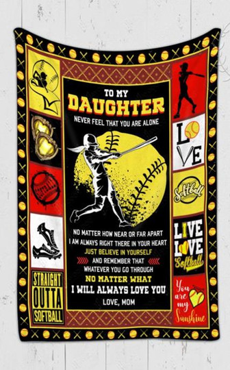 To My Daughter, I Will Always Love You, Softball Fleece Blanket Gift For Softball Lovers For Daughter Home Decor - Thegiftio UK