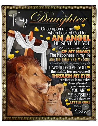 To My Daughter You Are My Sunshine, Lion Dad And Daughter Fleece Blanket Gift For Daughter For Family Home Decor - Thegiftio UK