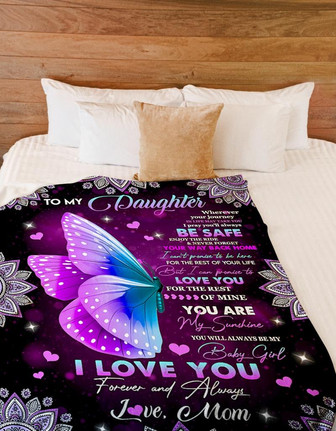 To My Daughter You Are My Sunshine Purple Mandala Butterfly Blanket Gift for Daughter From Mom Birthday Gift Home Decor - Thegiftio UK