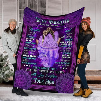 To My Daughter Your Tears Will Never Bother My Shoulder Fleece Blanket Gift For Family, Birthday, Daughter - Thegiftio UK