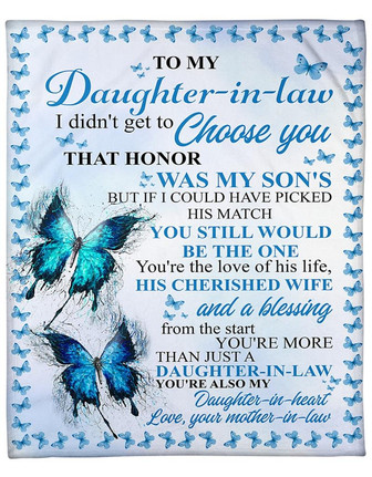 To My Daughter-In-Law Butterflies Mother-In-Law Fleece Blanket Family Gift Home Decor Bedding Couch Sofa Soft - Thegiftio UK