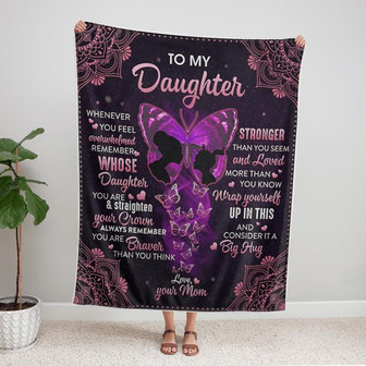 To My Daughter Whenever You Feel Overwhelmed Butterfly Mandala Blanket Gift For Daughter From Mom Birthday Gift - Thegiftio UK