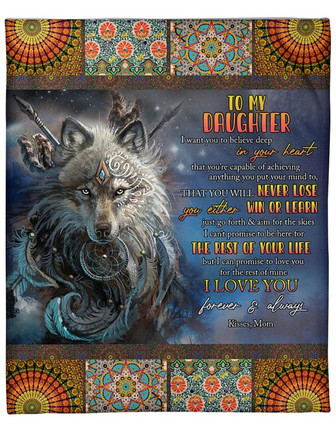 To My Daughter Wolf I Love You Forever And Always Fleece Blanket Gift For Family, Birthday, Daughter - Thegiftio UK