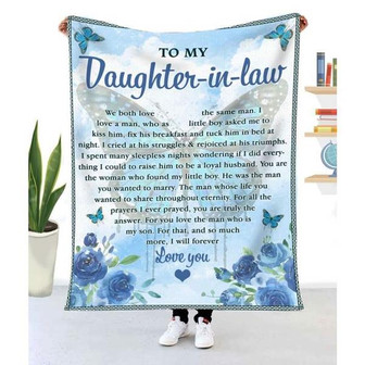 To My Daughter-In-Law So Much More I Will Forever Love You Blue Butterfly Blanket Gift For Daughter-in-law Birthday Gift - Thegiftio UK