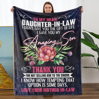To My Daughter-in-Law Gifts from Mom, for Daughter in Law Birthday, Soft Bed Flannel Throw Blanket - Thegiftio UK